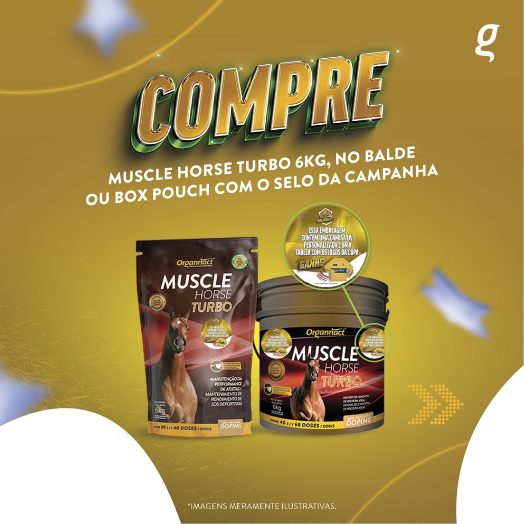 Compre Muscle Horse Turbo 6kg, no balde ou box pouch com o selo da campanha.